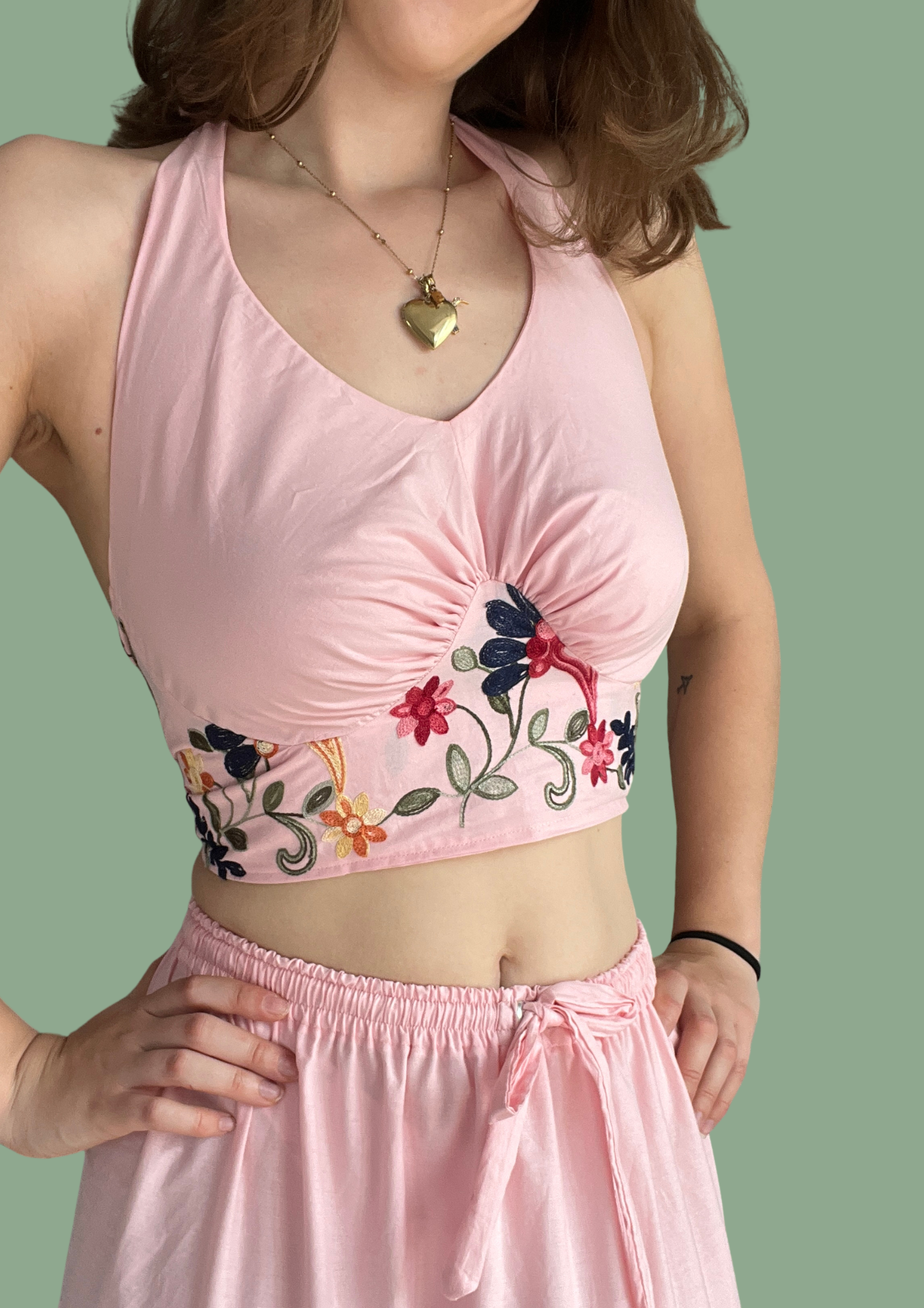 Donna crop top roze, 100% katoen