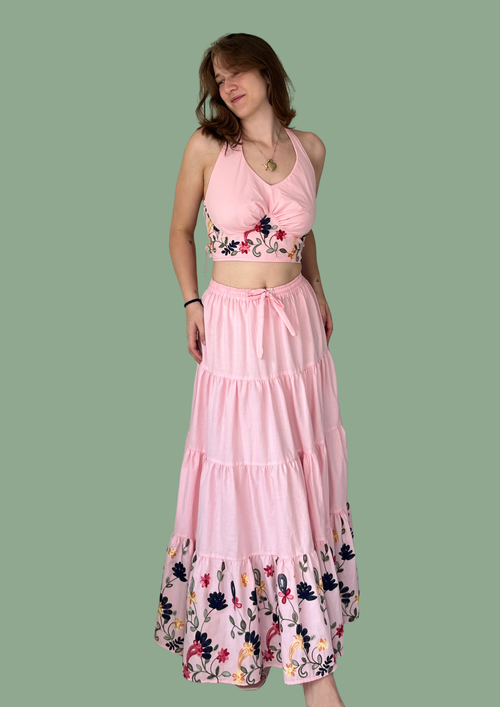 Donna crop top roze, 100% katoen