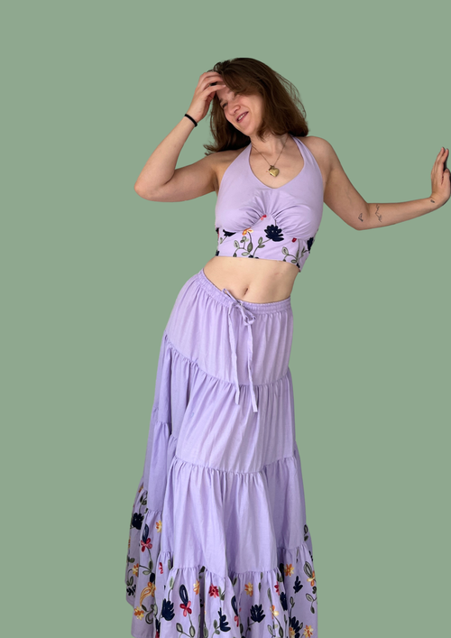 Donna crop top paars, 100% katoen