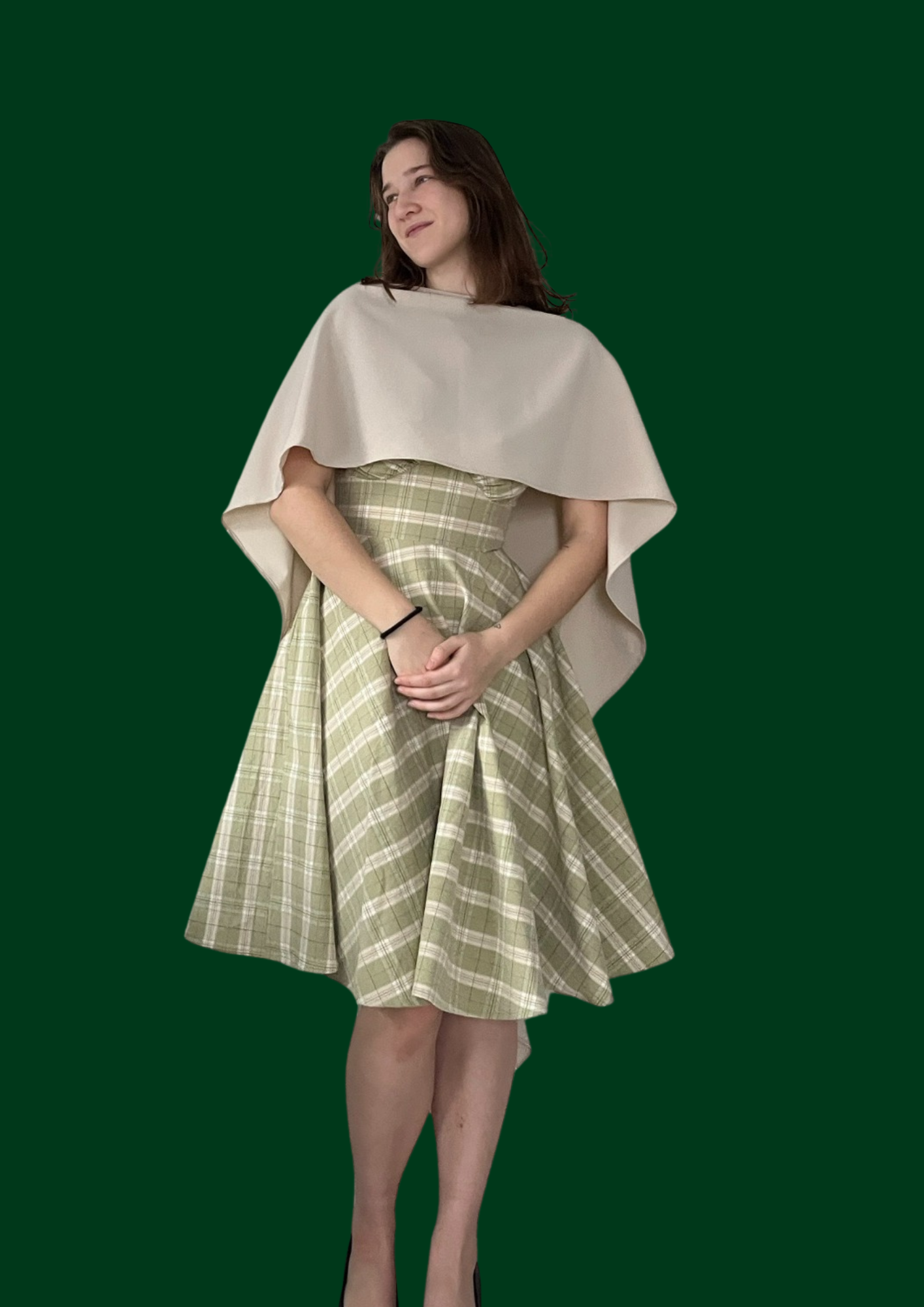 Klassieke groene jurk incl. cape