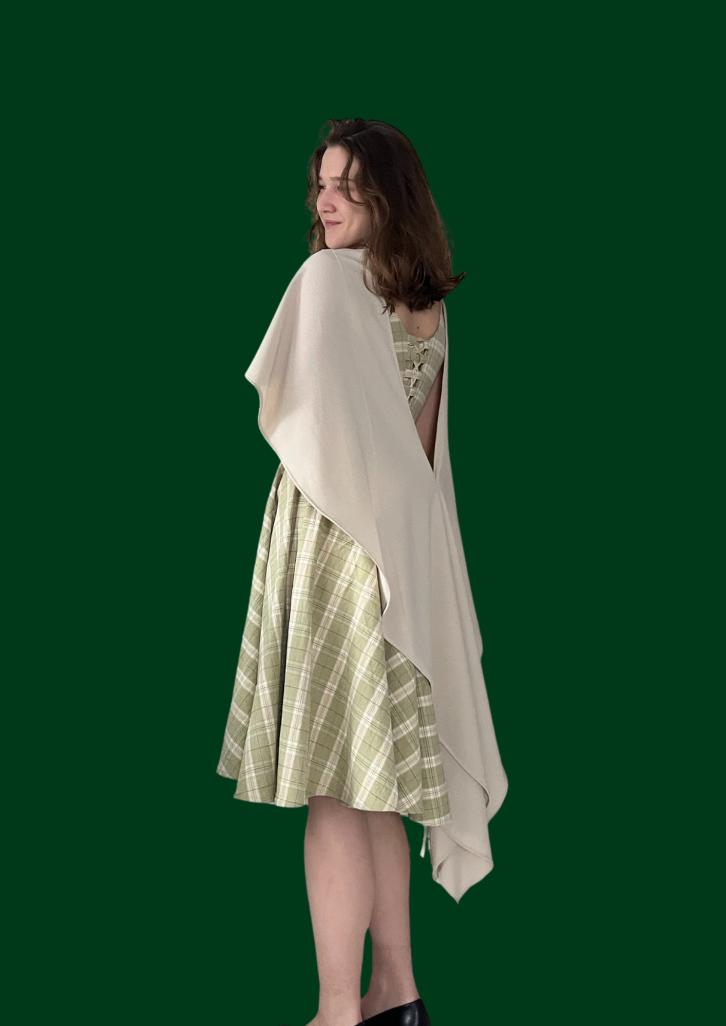 Klassieke groene jurk incl. cape