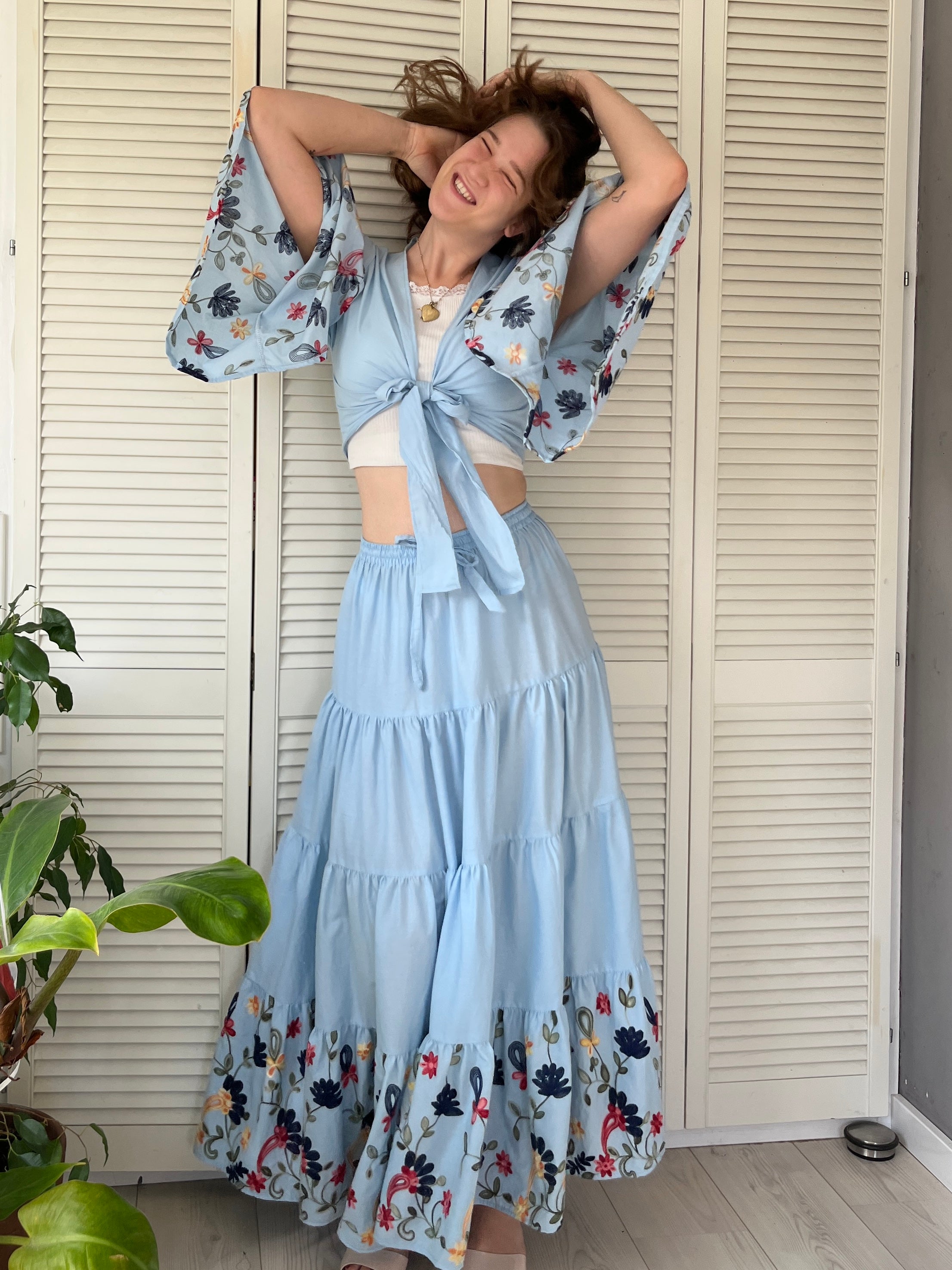 Donna rok blauw, 100% katoen