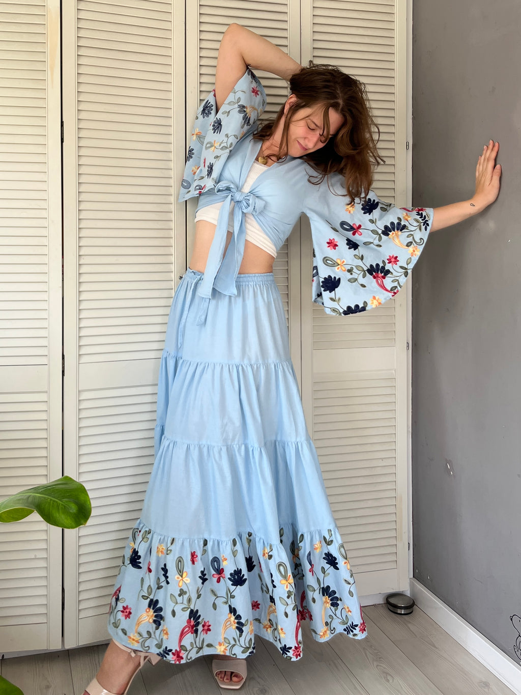 Donna rok blauw, 100% katoen