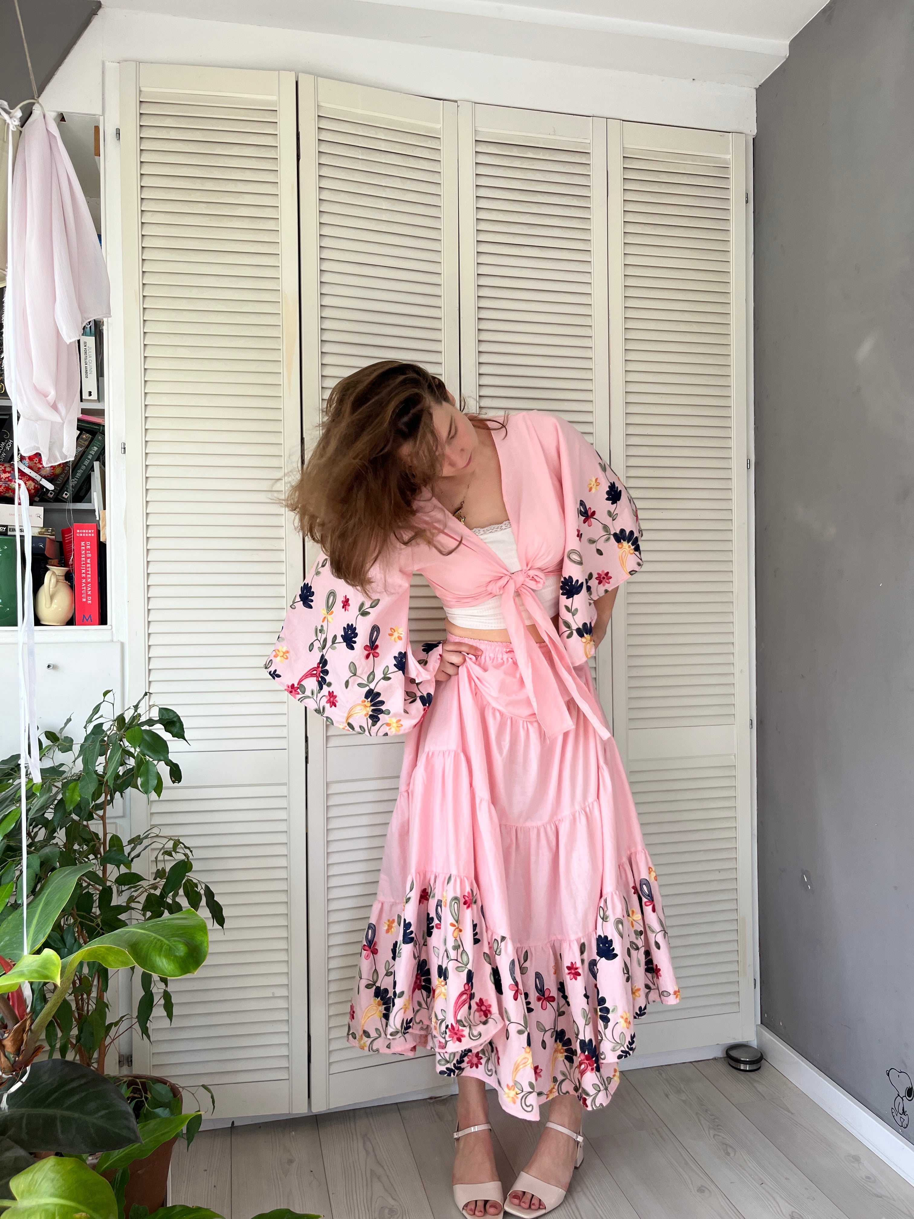 Donna rok roze, 100% katoen