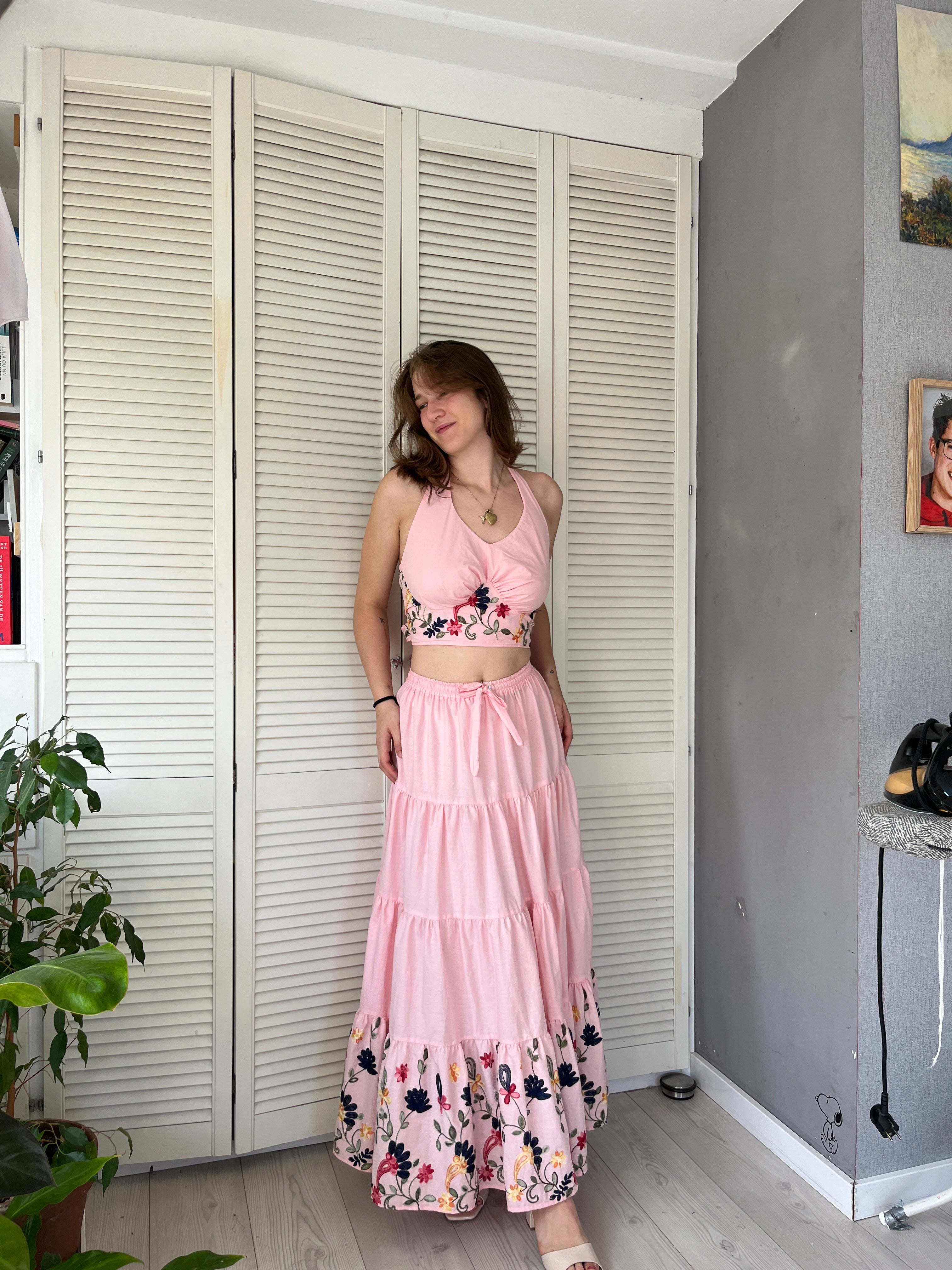 Donna rok roze, 100% katoen