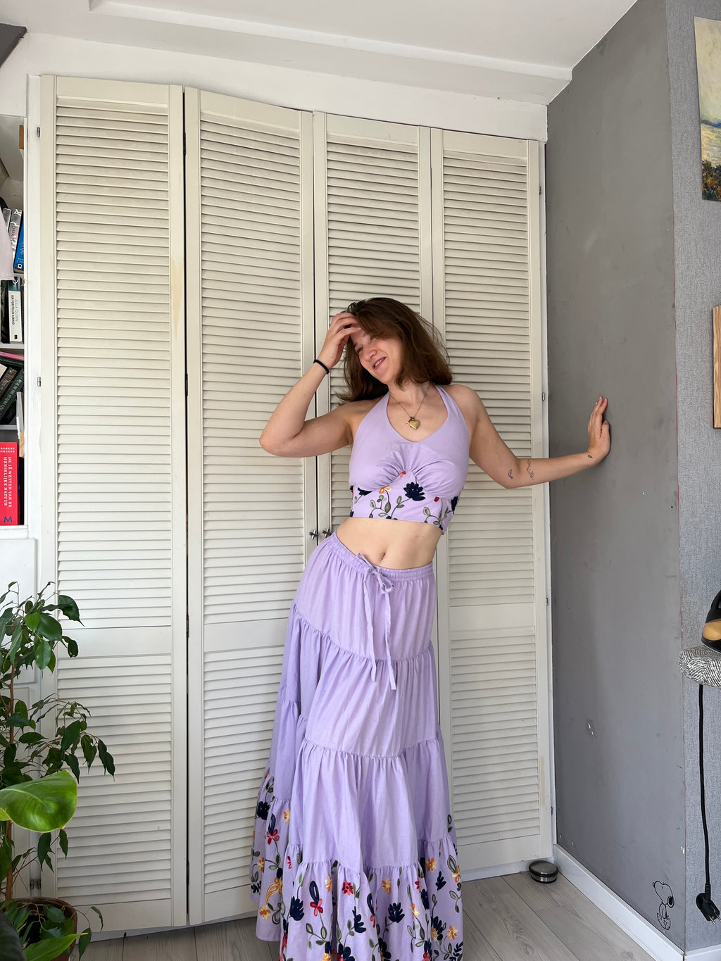 Donna crop top paars, 100% katoen