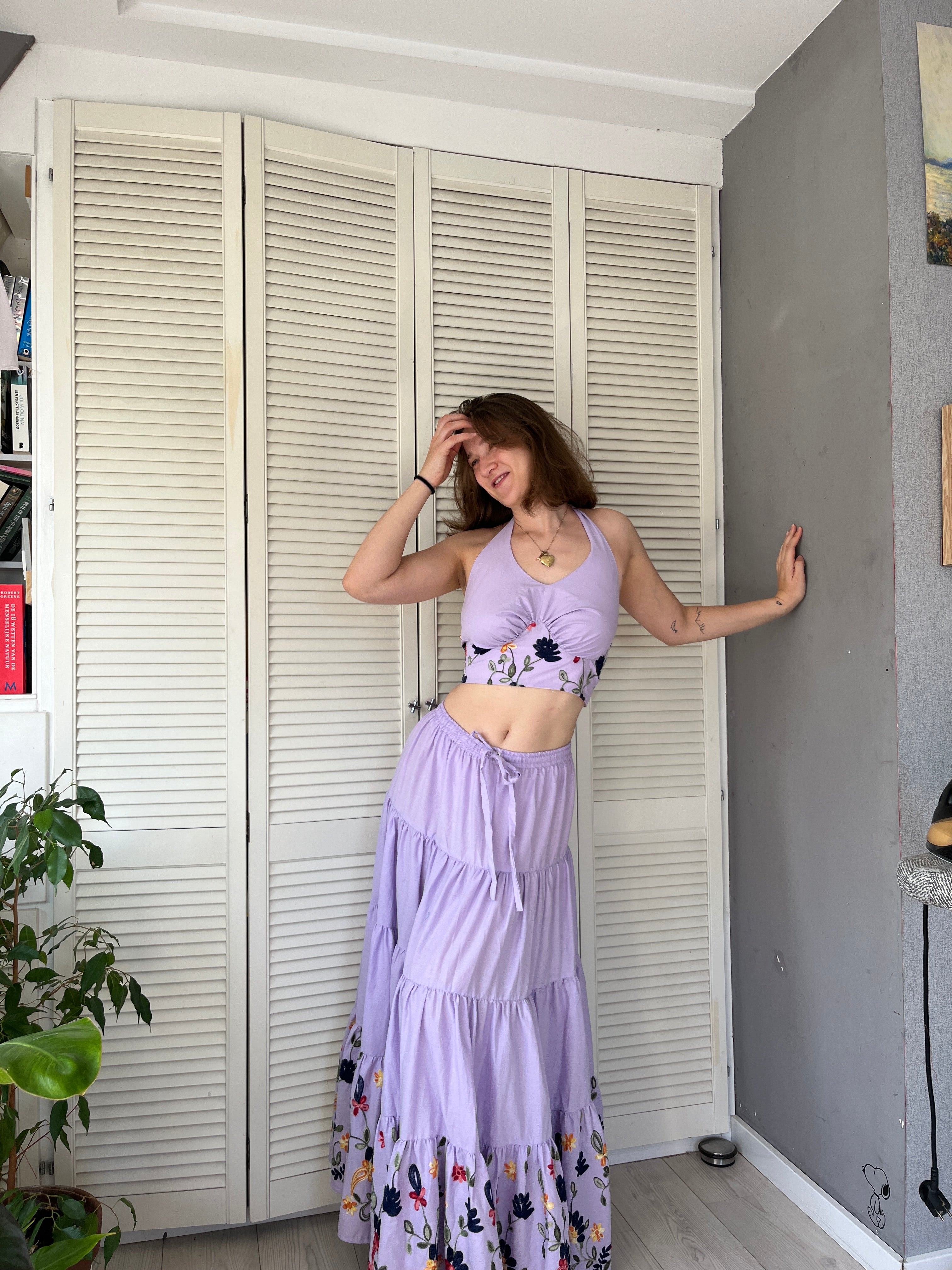Donna crop top paars, 100% katoen
