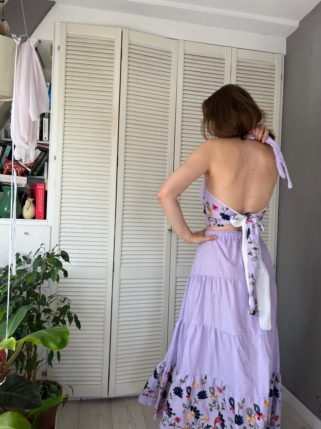 Donna crop top paars, 100% katoen