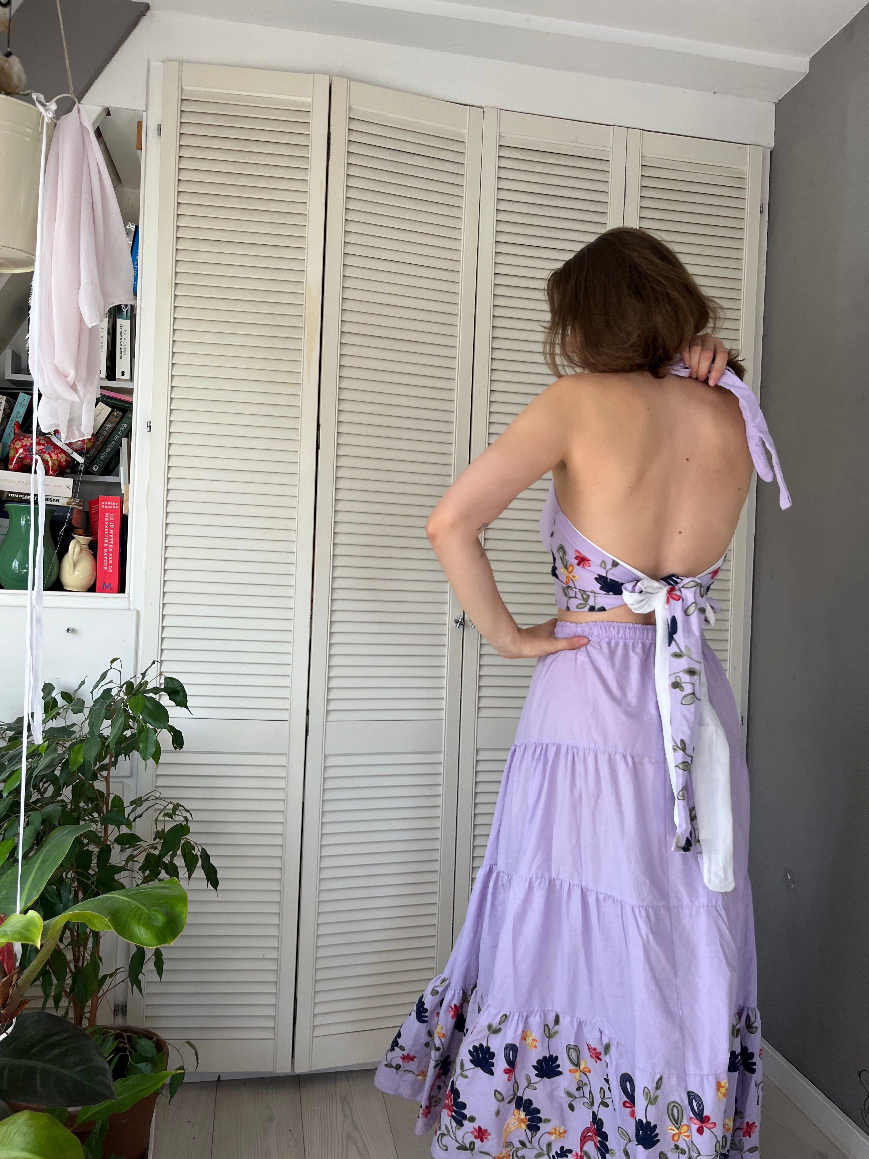Donna crop top paars, 100% katoen