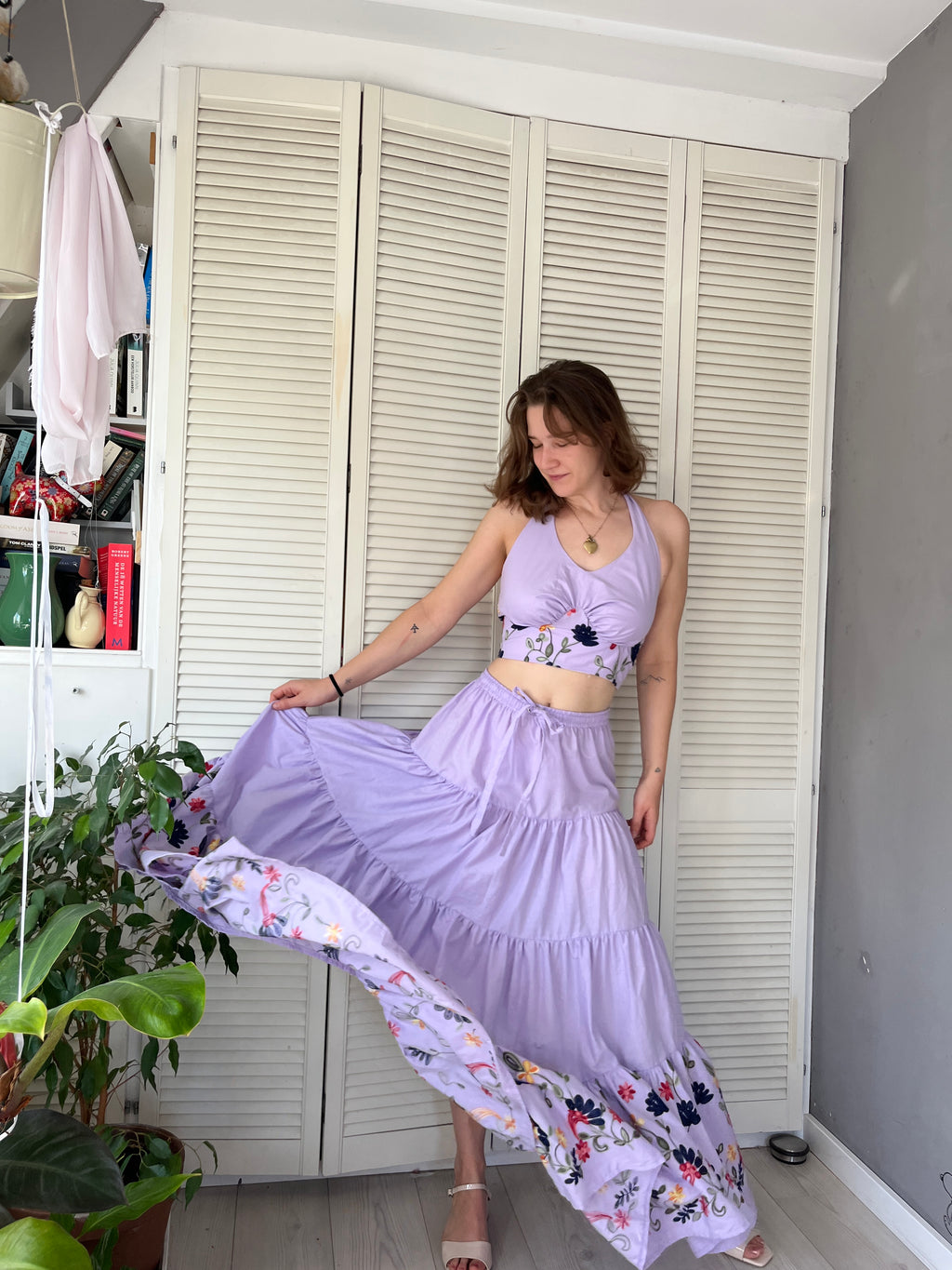 Donna crop top paars, 100% katoen