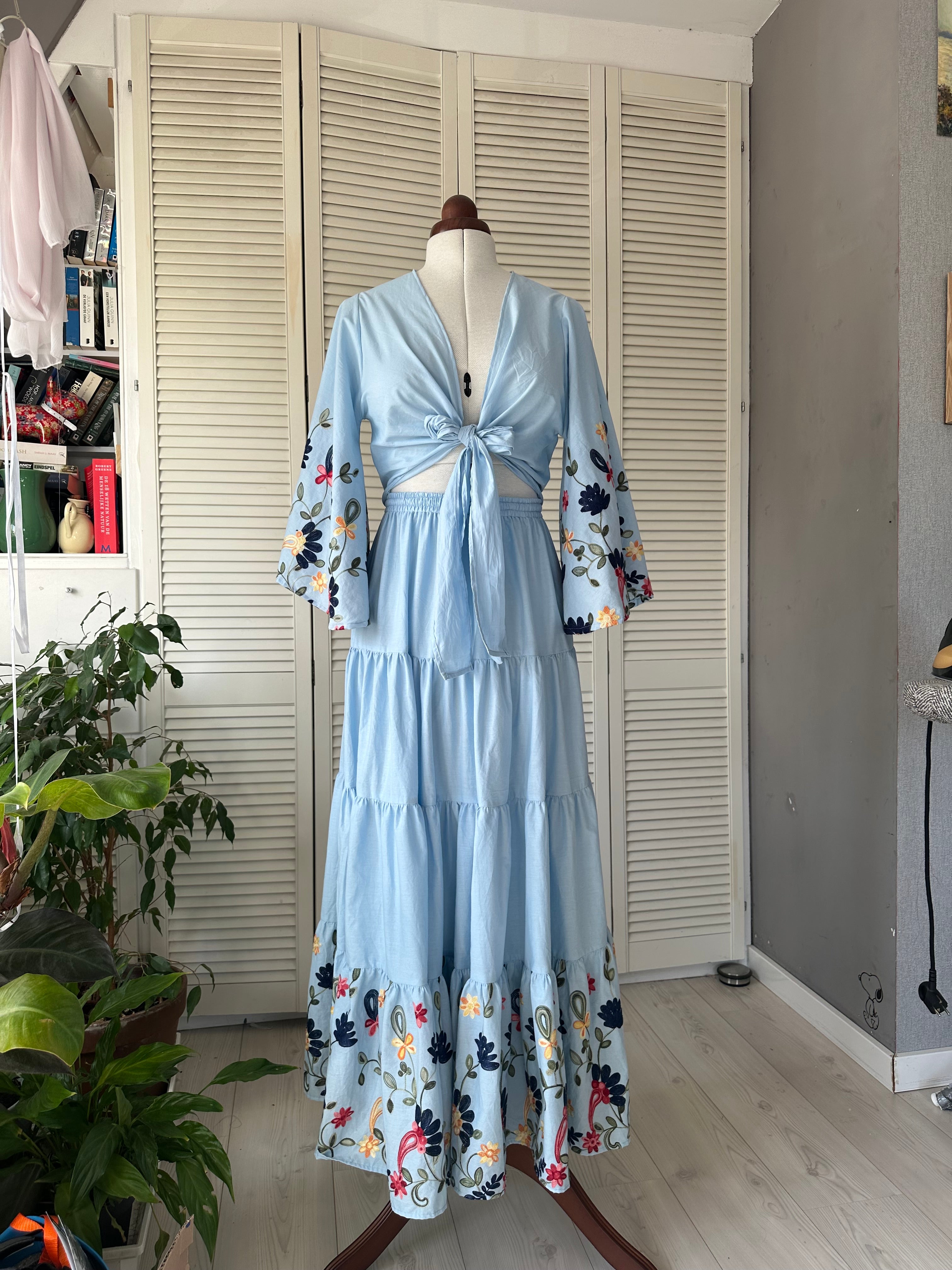 Donna rok blauw, 100% katoen