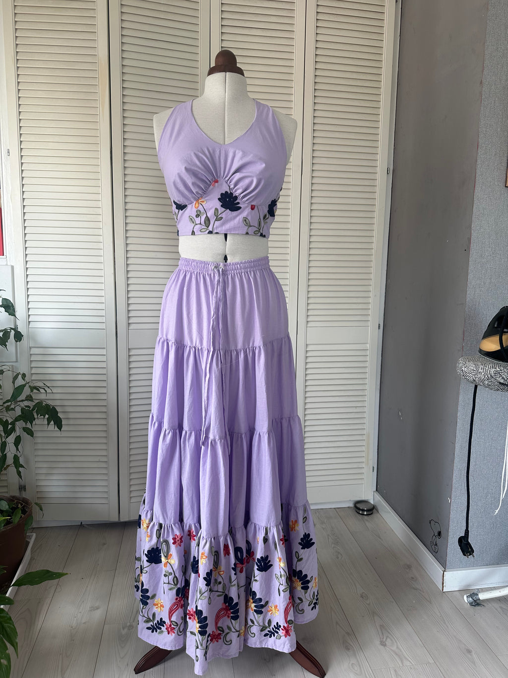 Donna crop top paars, 100% katoen